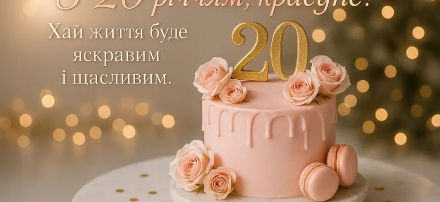 Привітання з 20-річчям дівчині своїми словами і у віршах