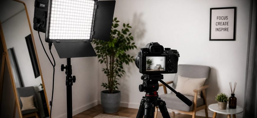 LED панель та камера в домашній студії