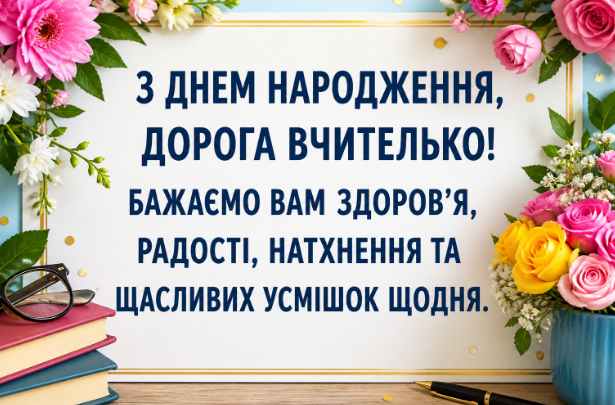 Привітання з Днем народження вчительці