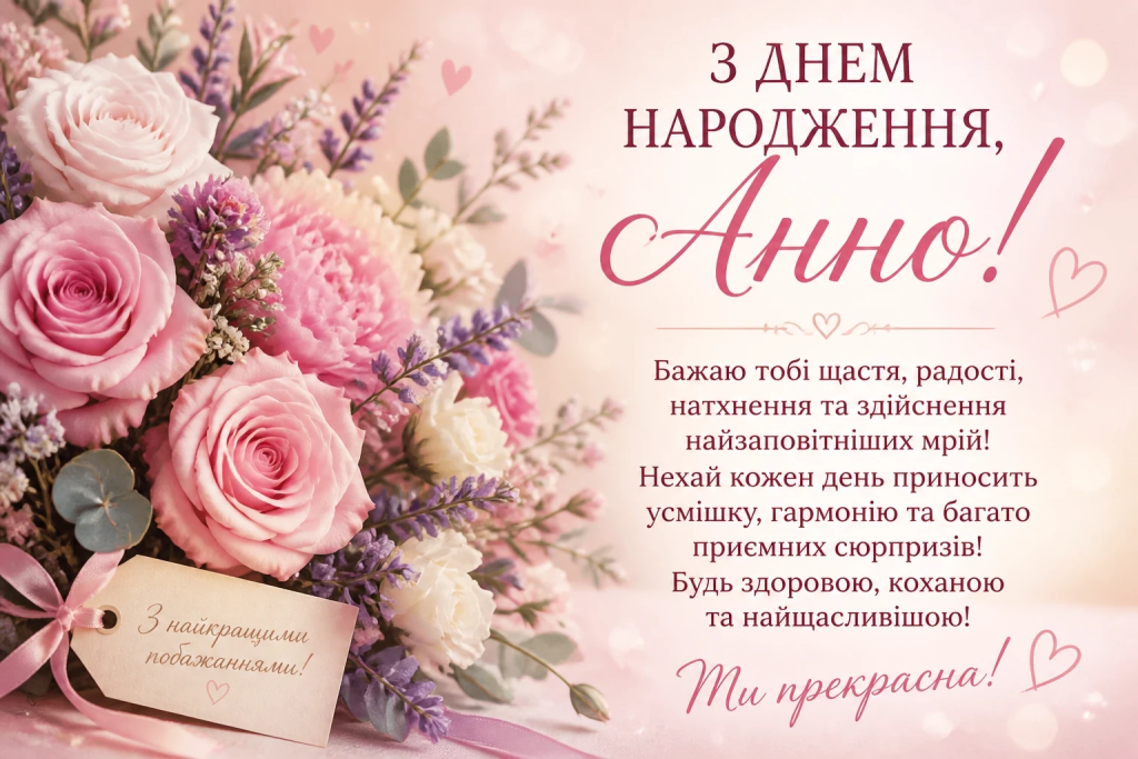 Привітання з днем народження Анни