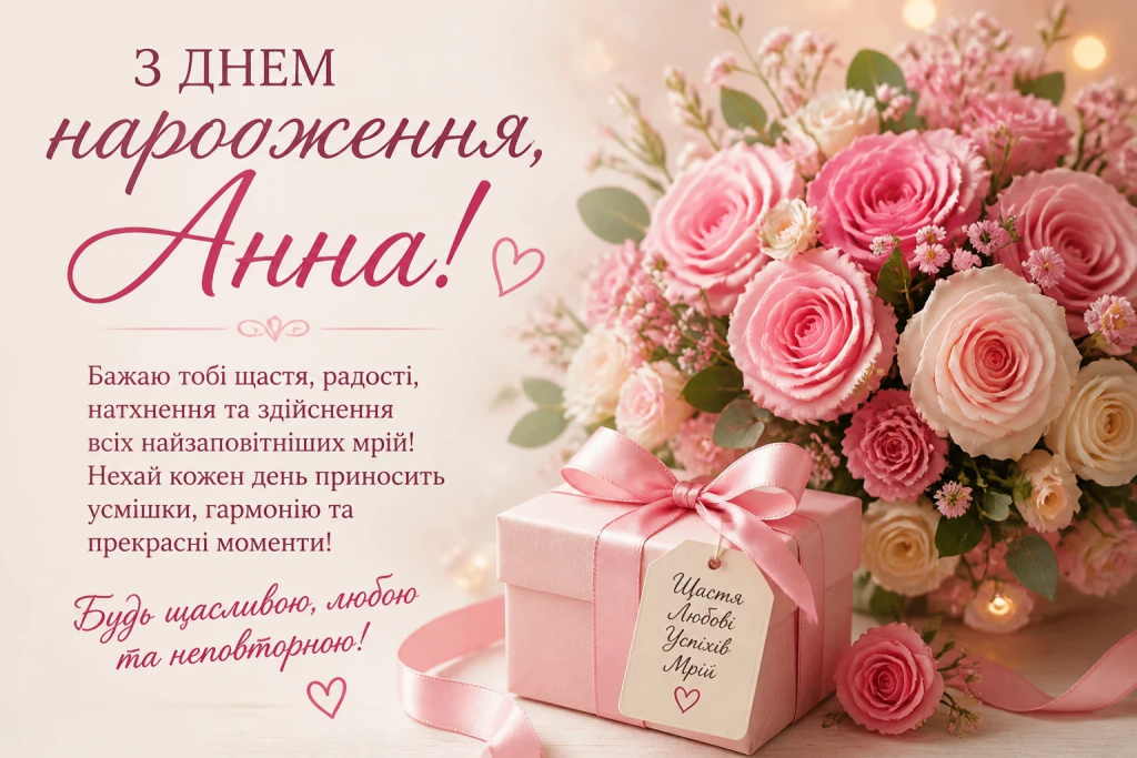 Привітання з днем народження Анни