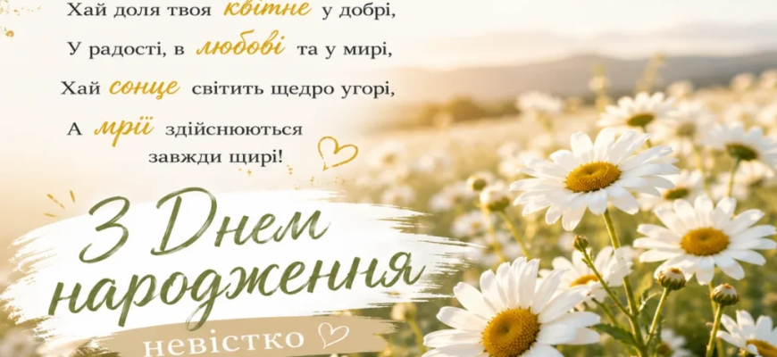 Привітання з Днем народження невістці: найтепліші та найщиріші побажання