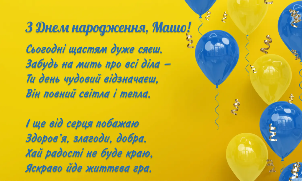 Привітання з днем народження Марії
